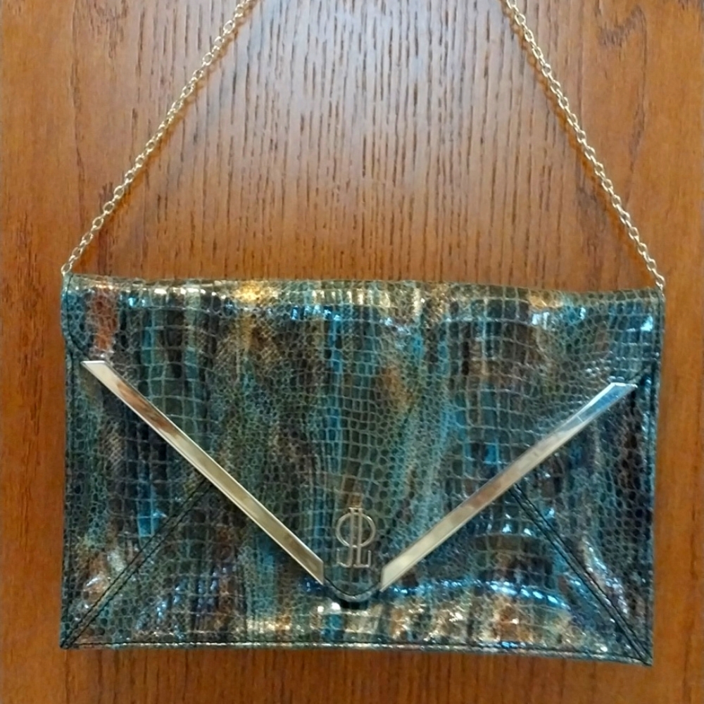 PEACOCK 🦚 SNAKESKIN PATTERN CLUTCH CHAIN SHOULDER purse